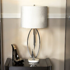 Silver Oval Abstract Table Lamp With 14
