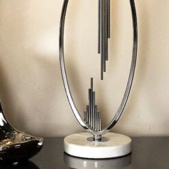 Silver Oval Abstract Table Lamp With 14