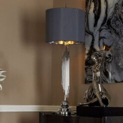 Silver Sculptured Abstract Table Lamp With 14