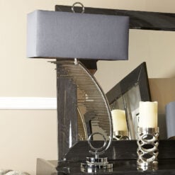 Silver Sculptured Sweeping Table Lamp With 19