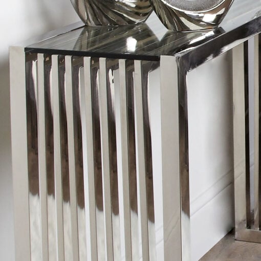 Sloane Chrome Console Table Hallway Table With Glossy Glass Top