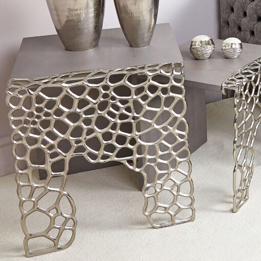 Annabelle Large End Table With Cut-out Circle Clusters And Grey Wood