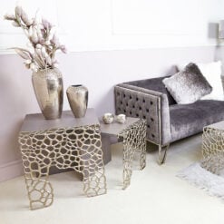 Annabelle Small End Table With Cut-out Circle Clusters And Grey Wood