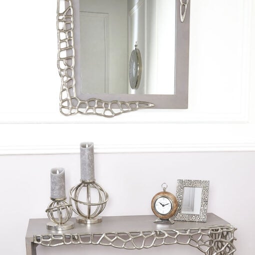 Annabelle Wall Mirror With Cut-out Circle Clusters And Grey Wood