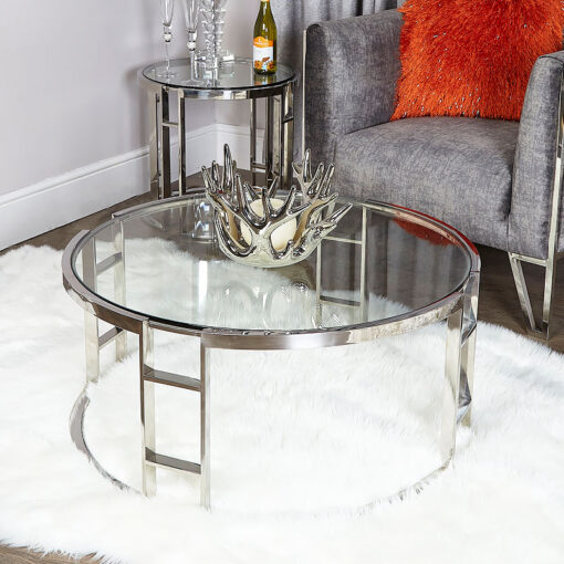 Atticus Chrome And Tempered Glass Coffee Table