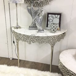 Augusta Silver Metal And Marble Console Table Dressing Table