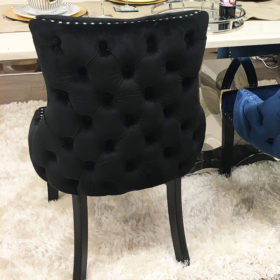 Set Of 2 Black on Black Chrome Stud Tufted Back Dining Chairs | Picture ...