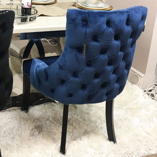Set Of 2 Blue Tufted Back Dining Chairs