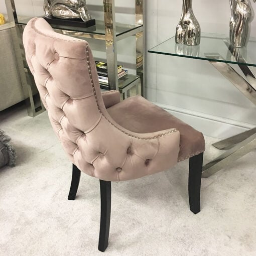 Blush Pink Tufted Back Dining Chair