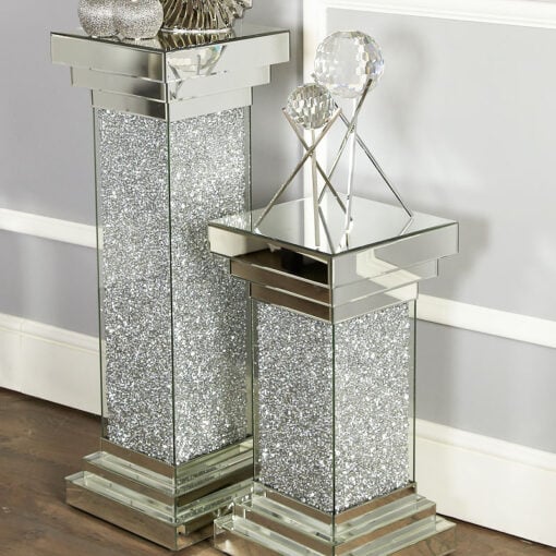 Finley Mirrored Large Pillar Lamp Table Vase Table End Table