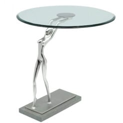 Florence End Table With A Figurine Holding A Floating Glass Table Top