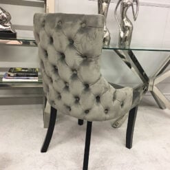 Grey Tufted Back Dining Chair