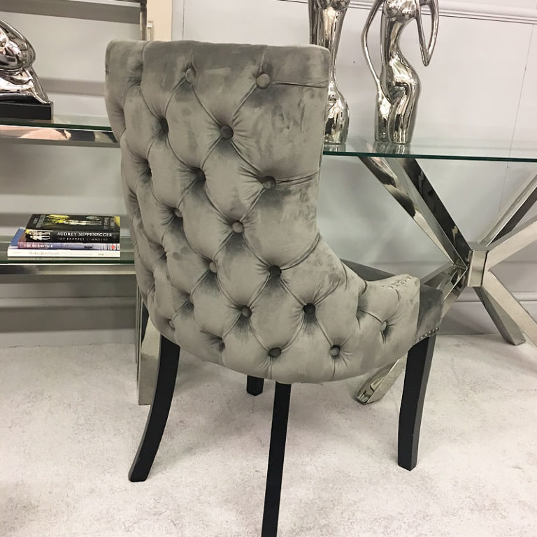 Set Of 2 Grey Tufted Back Dining Chairs | Picture Perfect Home