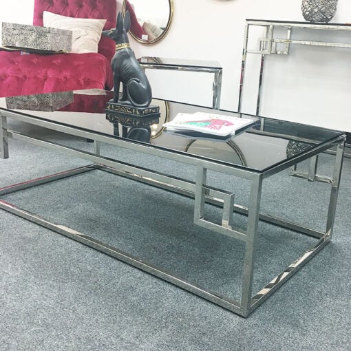 Idabelle Chrome And Tempered Glass Coffee Table