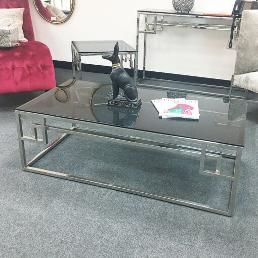 Idabelle Chrome And Tempered Glass Coffee Table