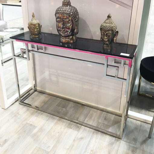Idabelle Chrome And Tempered Glass Console Table