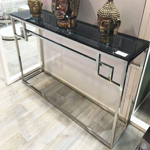 Idabelle Chrome And Tempered Glass Console Table
