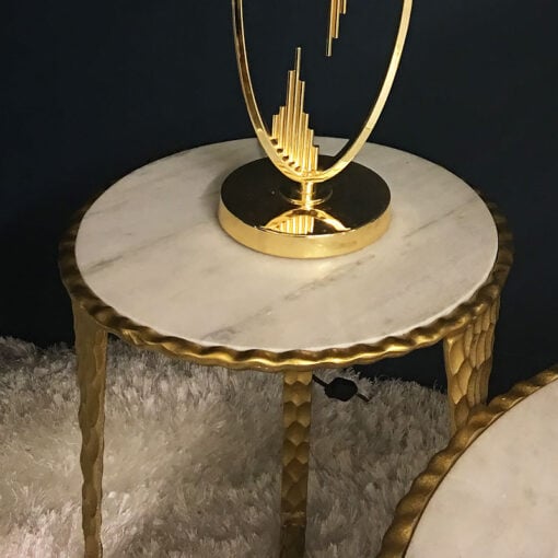 Kingston Hammered Gold And Marble End Side Table