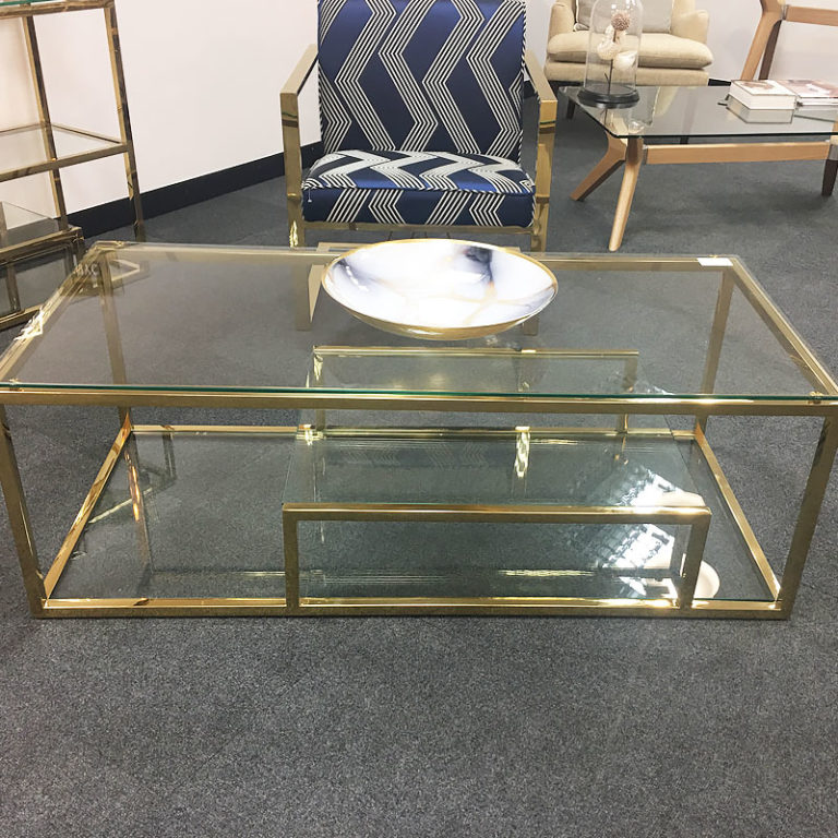 Lucia Gold Glass Multi Shelf Coffee Table | Picture Perfect Home