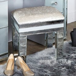 Madison Grey Crushed Velvet Mirrored Vanity Dressing Stool