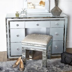 Madison Grey Glass 7 Drawer Mirrored Dressing Table