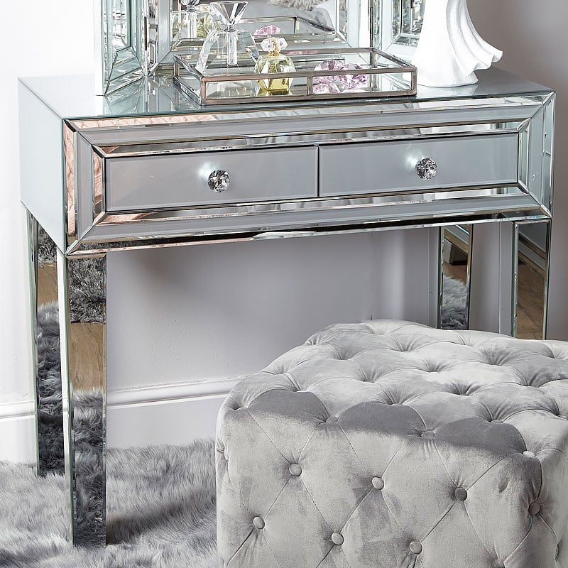 2 Drawer Console Table Dressing, Glass Mirror Vanity