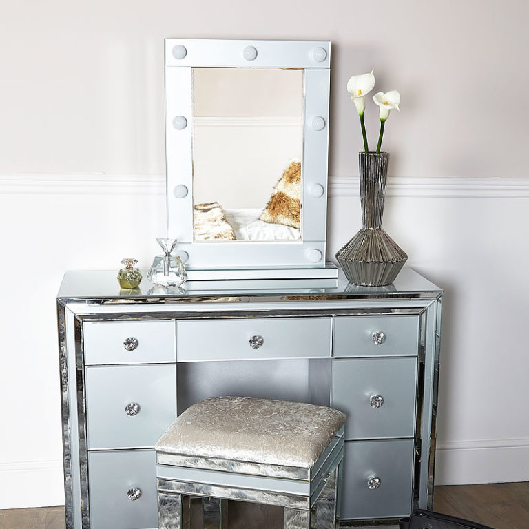 Madison Grey Vanity Mirrored Mirror With 9 Dimmable Led Light Bulbs Picture Perfect Home 