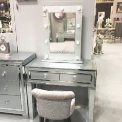 Madison Grey Vanity Mirrored Mirror With 9 Dimmable LED Light Bulbs