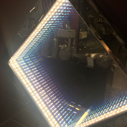 Medium Smoked Mirror Rainbow LED Infinity Diamond Table Lamp