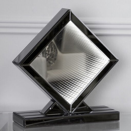 Medium Smoked Mirror White LED Infinity Diamond Table Lamp