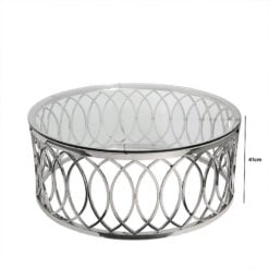 Primrose Silver Chrome Metal And Glass Round Large Coffee Table