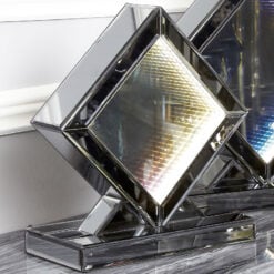 Small Smoked Mirror Rainbow LED Infinity Diamond Table Lamp