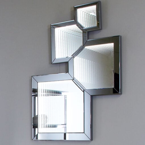 Smoked Mirror Abstract Wall Mirror With Infinity Lights