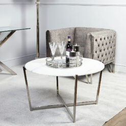 Vivienne Marble Top Coffee Table With Stainless Steel Frame