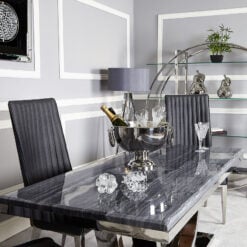Zenia Grey And Chrome Dining Table