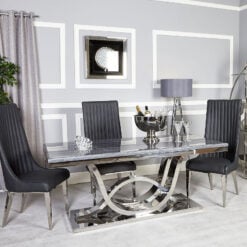Zenia Grey And Chrome Dining Table