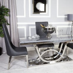 Zenia Grey Faux Leather And Chrome Dining Chair
