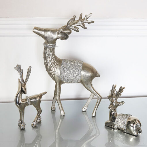 12cm Nickel Reindeer With Diamante Embellishment In The Middle