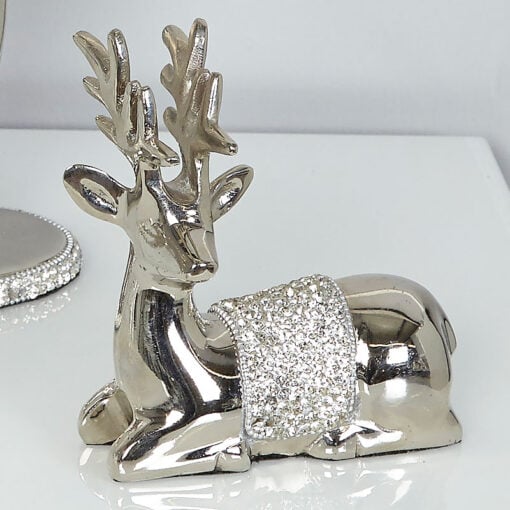12cm Nickel Reindeer With Diamante Embellishment In The Middle