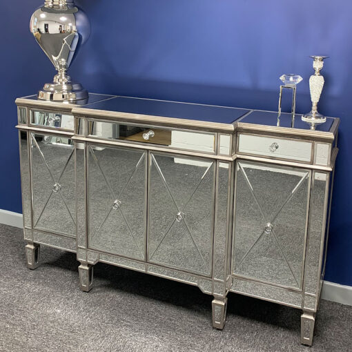 Belfry 3 Drawer Antique Gold Mirrored Console Table