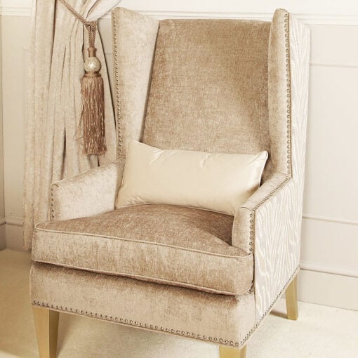 Bijou Handmade Light Taupe Glamour High Back Armchair With A Cushion