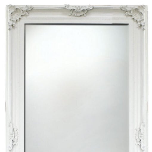 French Vintage 175cm Ivory Baroque Flower Floor Standing Mirror
