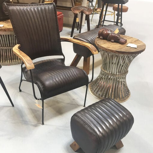 Genuine Leather Black Industrial Retro Vintage Style Chair