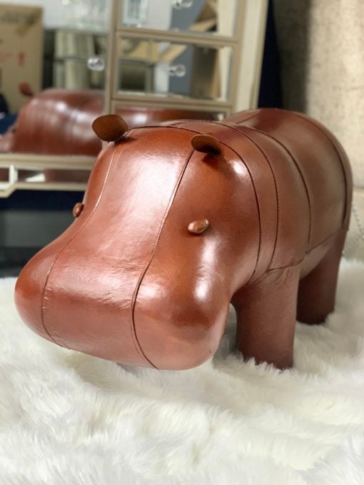 Genuine Handmade Leather Hippo Character Animal Stool Footstool Pouffe