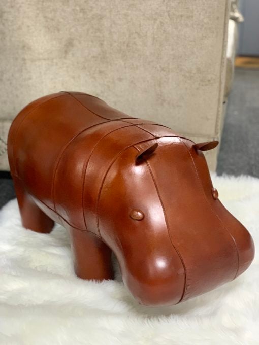 Genuine Handmade Leather Hippo Character Animal Stool Footstool Pouffe