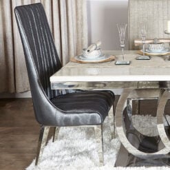 Josephine Grey Faux Leather Stitched Design Dining Chair