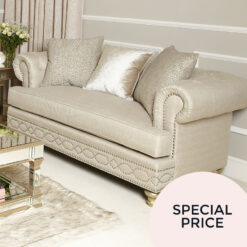 Kalia Cream Luxurious Handmade 2 Seat Sofa With Accent Cushions