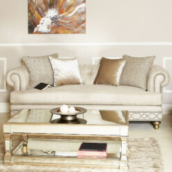 Kalia Cream Luxurious Handmade 3 Seat Sofa With Accent Cushions