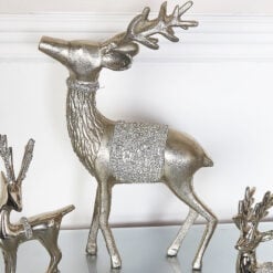 Large 38cm Nickel Reindeer With Diamante Embellishment In The Middle
