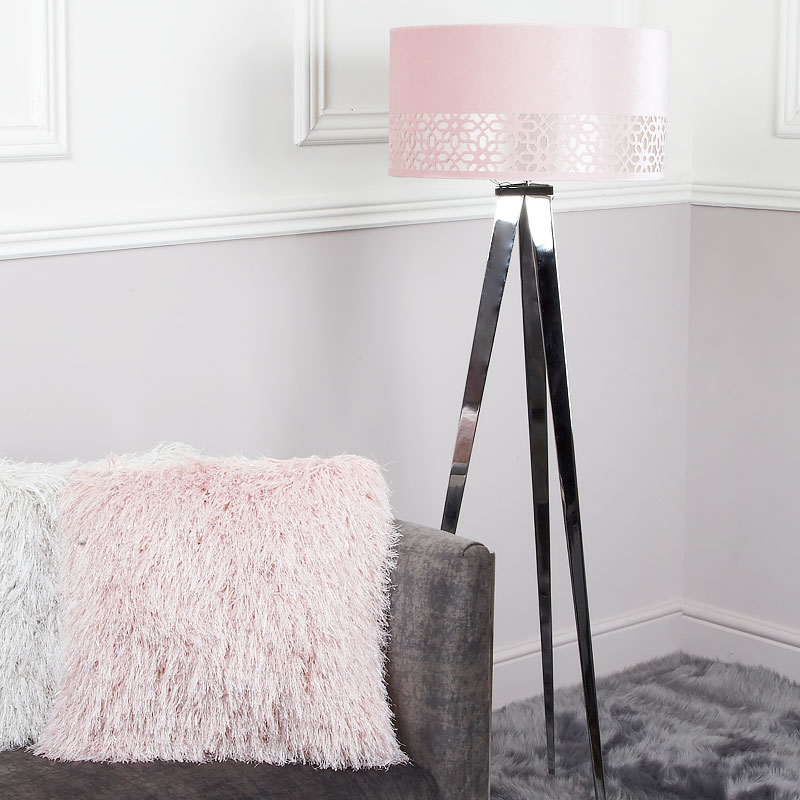 Large Chrome Hollywood Floor Lamp With, Blush Pink Floor Lamp Uk